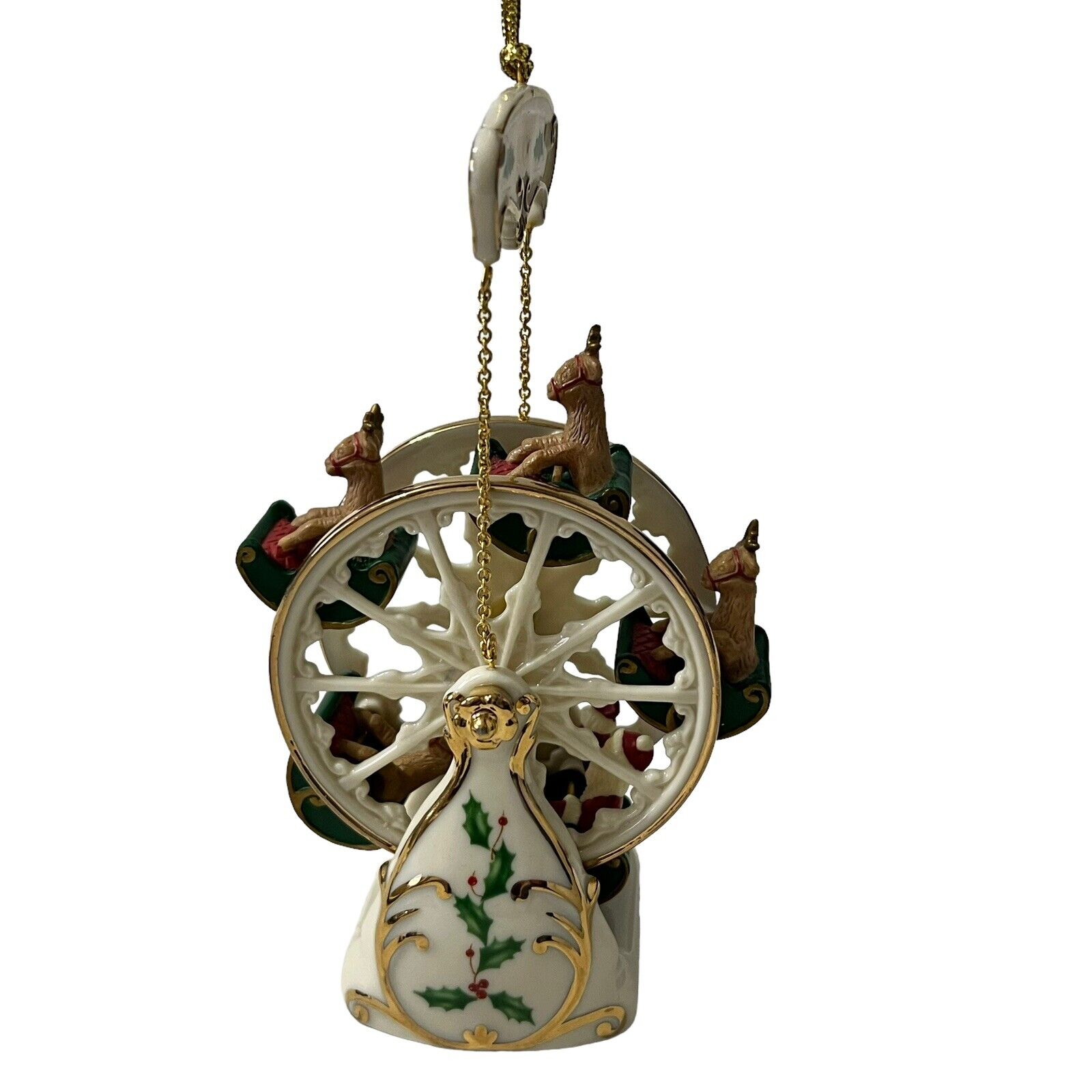 Lenox Christmas Ferris Wheel Ornament Santa Reindeer 2001 Spins