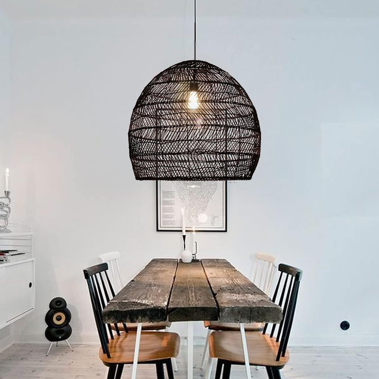 Big Sale Handmade Woven Pendant Light Wicker Chandelier Lamp Hanging 50cm US