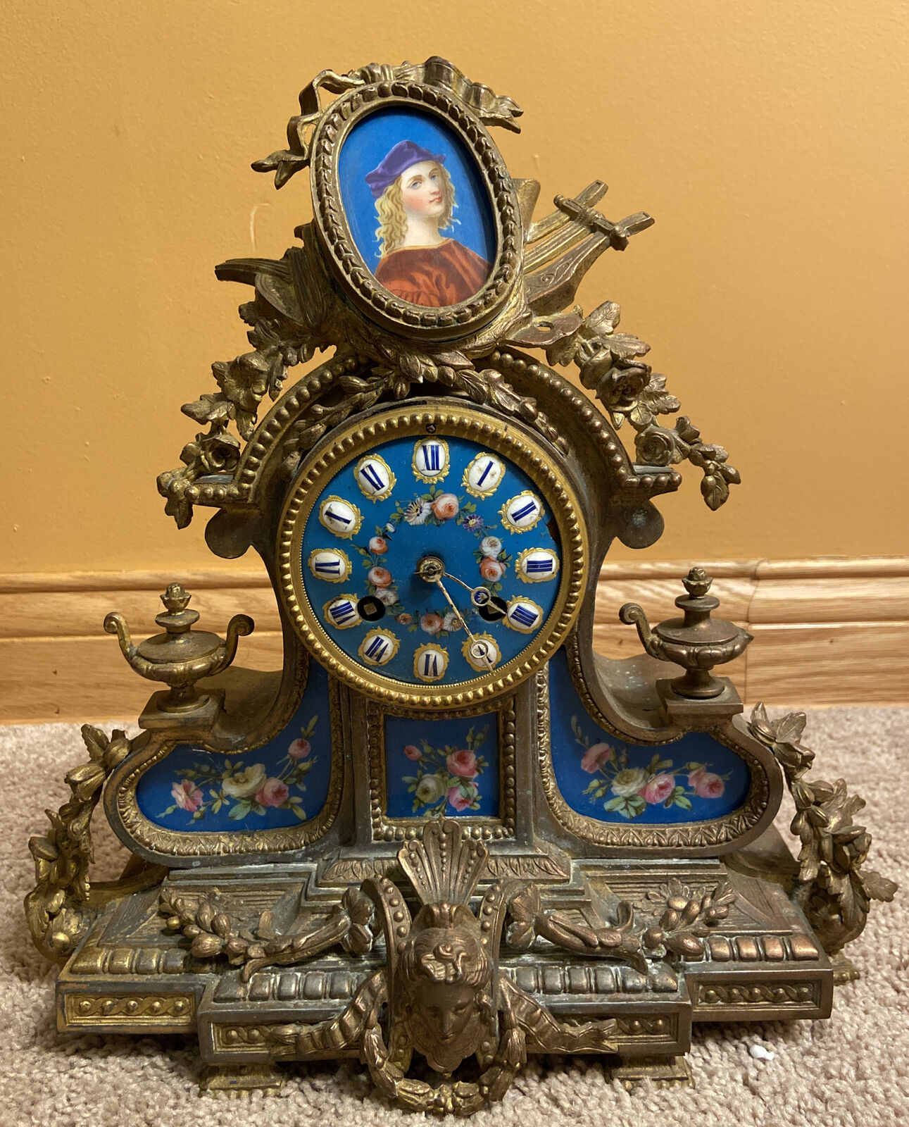 Antique XL 19thc Sevres? Porcelain Plaques L. Marti Me Dille Debronz Rare Clock