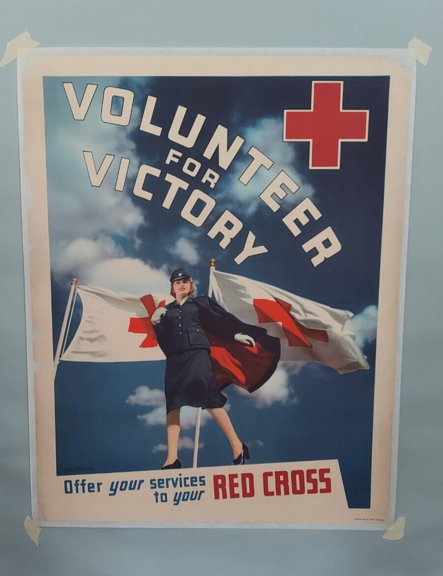 1944 Volunteer For Victory WWII Red Cross Poster By Toni Frissell
