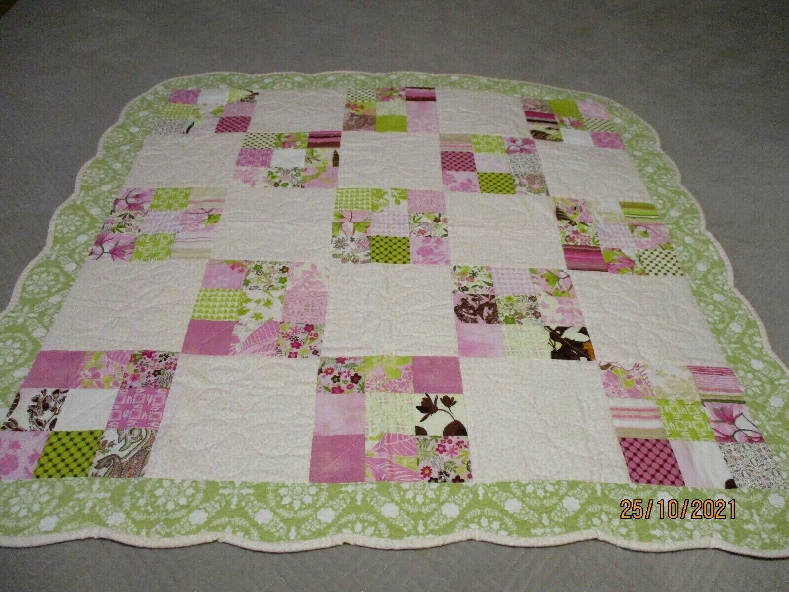 Nine Patch Quilt 35x35 Baby Quilt/Wall Hanging/Table Topper Country Chic