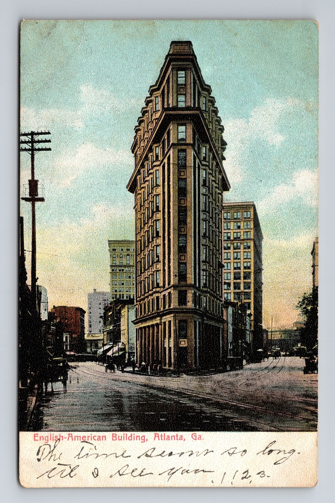 Atlanta GA-Georgia, English American Flatiron Building, Vintage c1907 Postcard