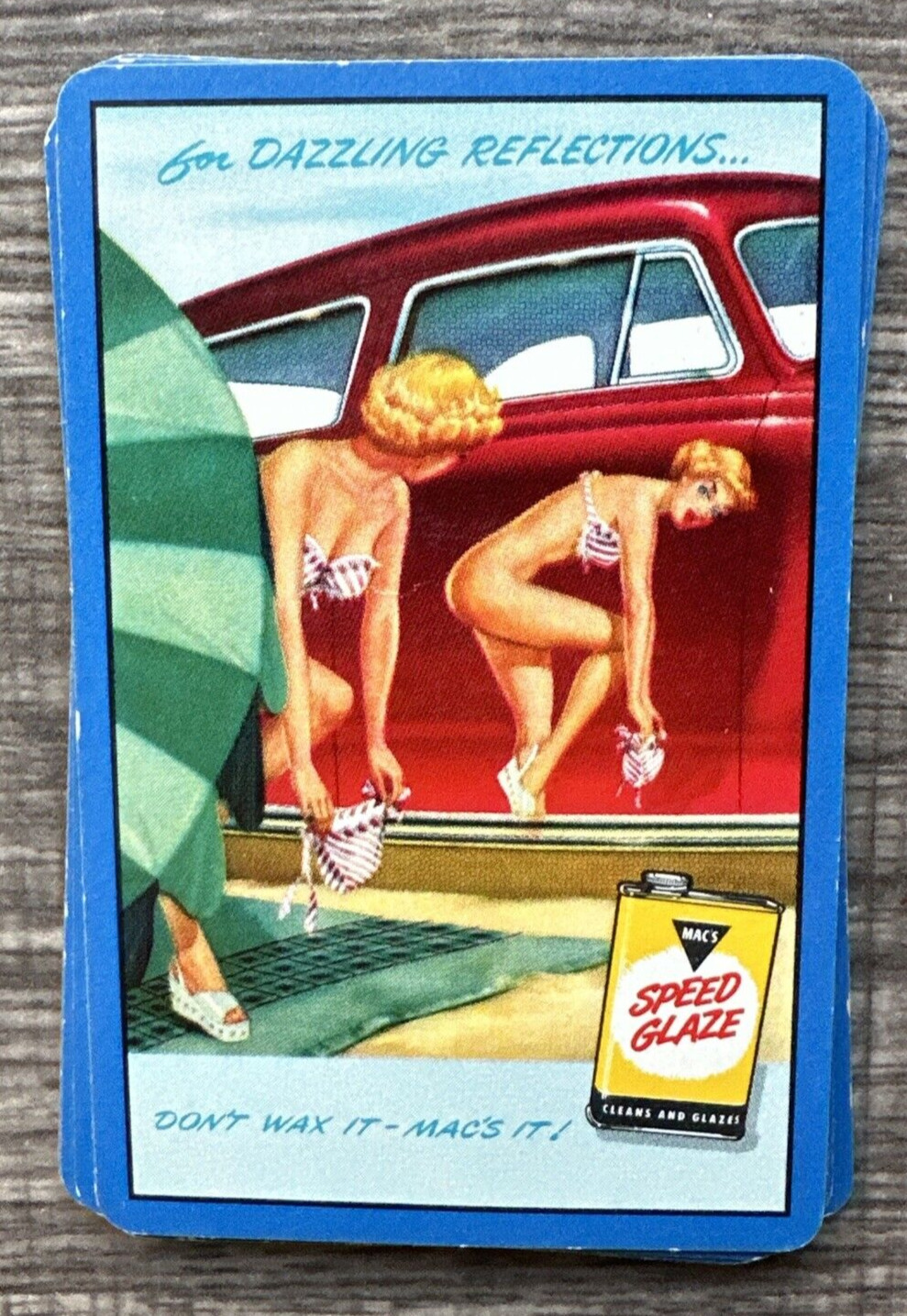 Vintage 1950's PIN UP Playing Cards Mac's Super Gloss Auto Wax Deck INCOMPLETE