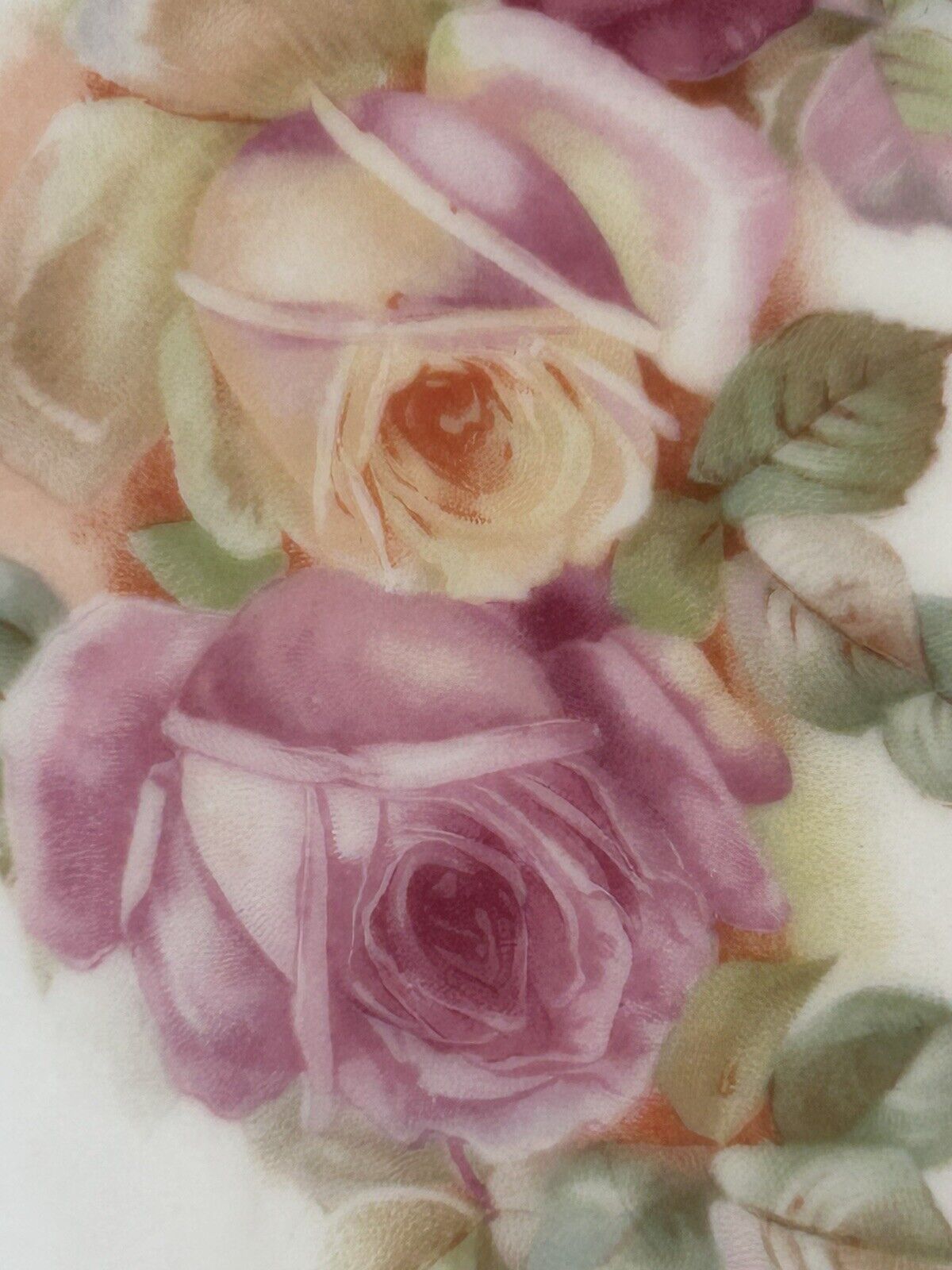 Vintage Silesia Germany 12” Victorian Hand Painted Porcelain Rose Platter
