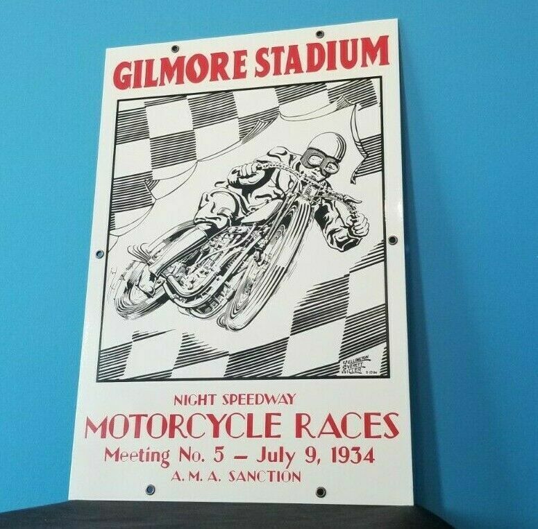 VINTAGE GILMORE STADIUM MOTORCYCLE RACE 18\