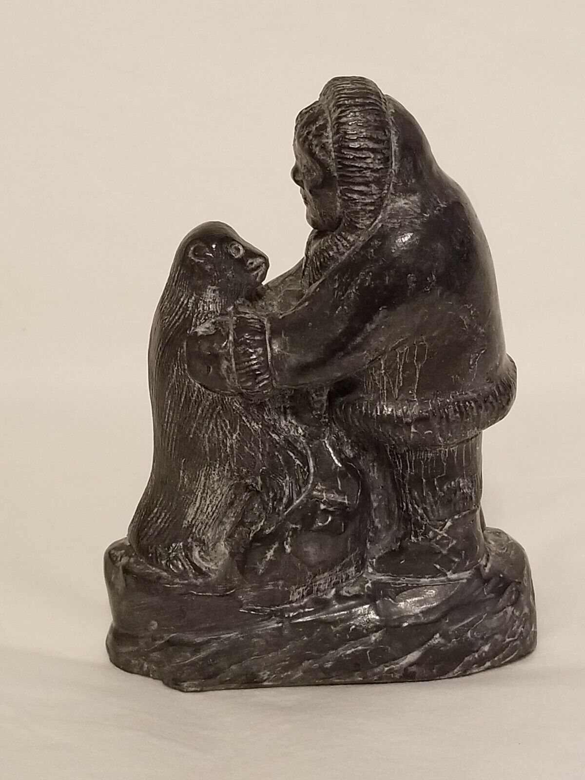 Authentic Inuit Soapstone Carving Eskimo Seal Signed