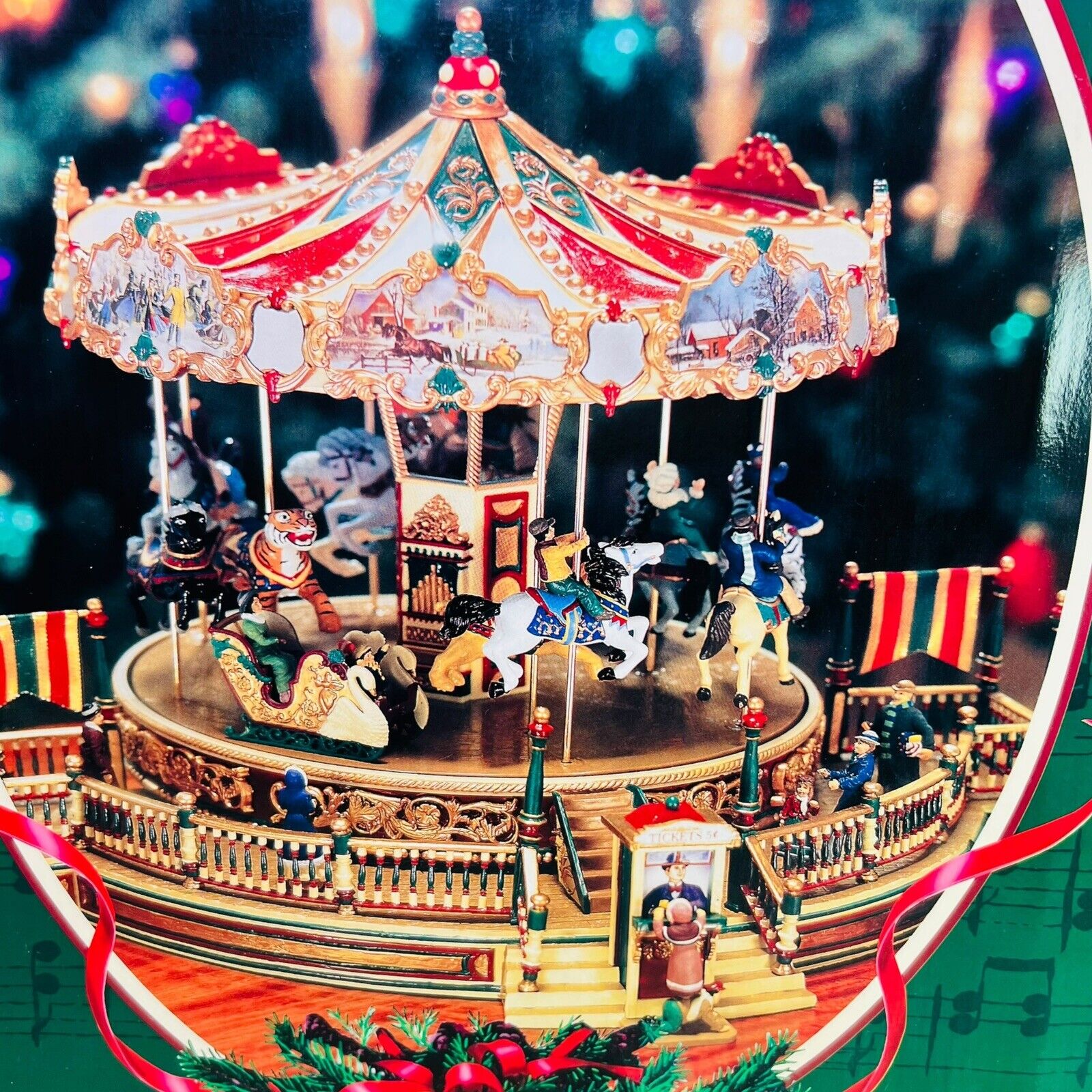 NEW Mr Christmas Holiday Around The Carousel Action/Lights 30 Tune Music Box NIB