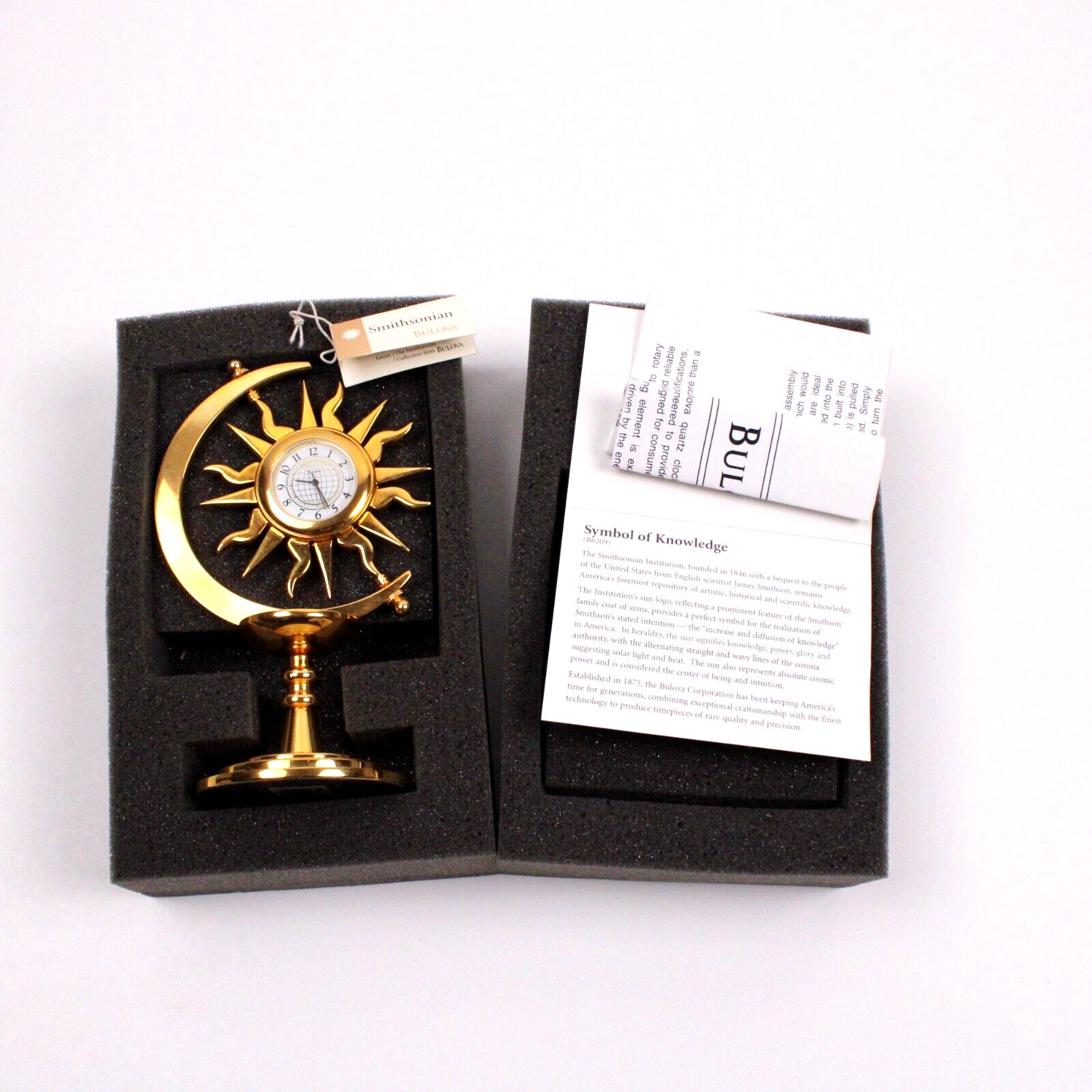 Smithsonian Bulova B6209 Decorative Collectibles Sun Clock Gold Very HTF