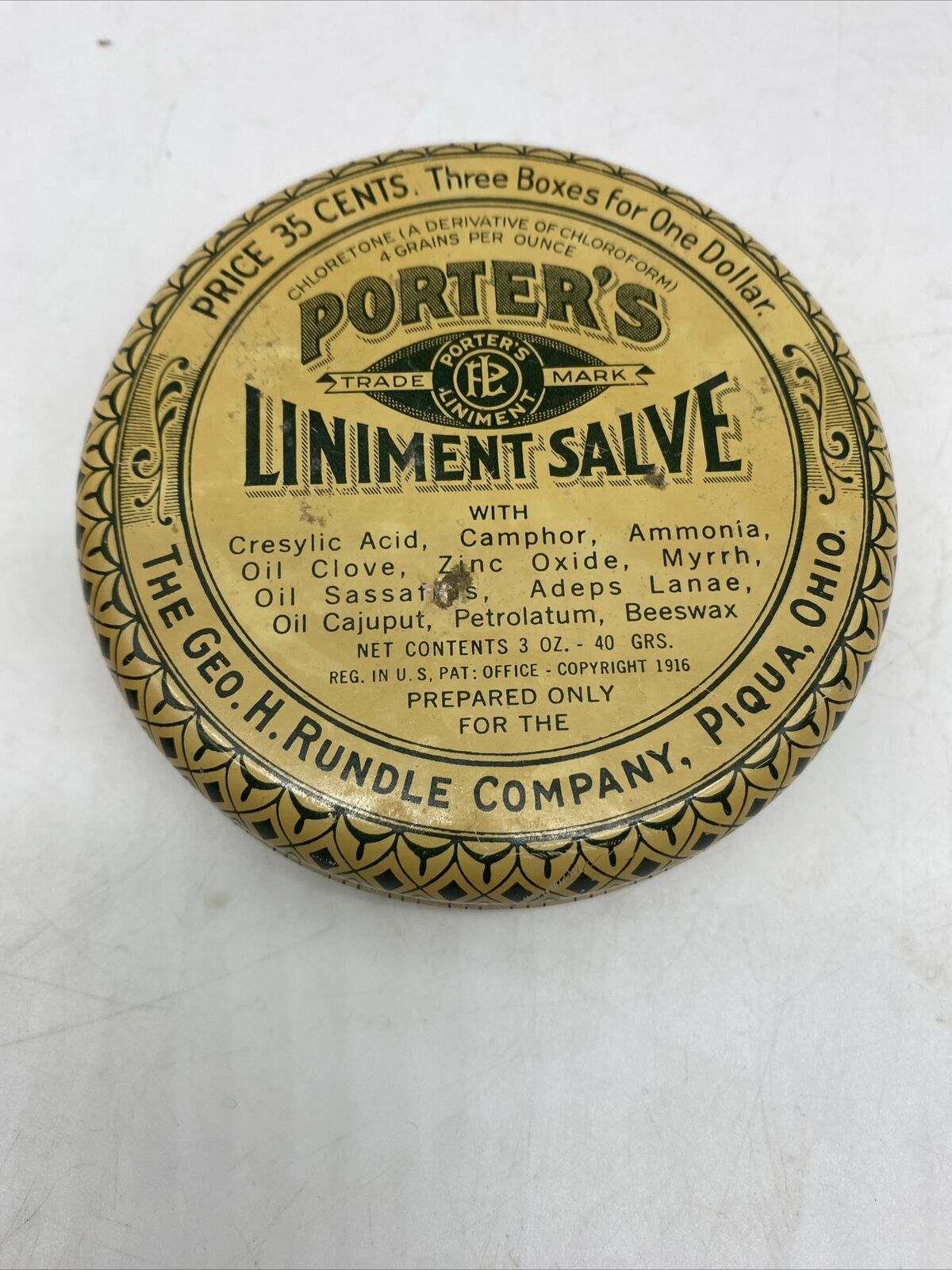 VINTAGE PORTER\'S  OINTMENT SALVE ADVERTISING COLLECTIBLE