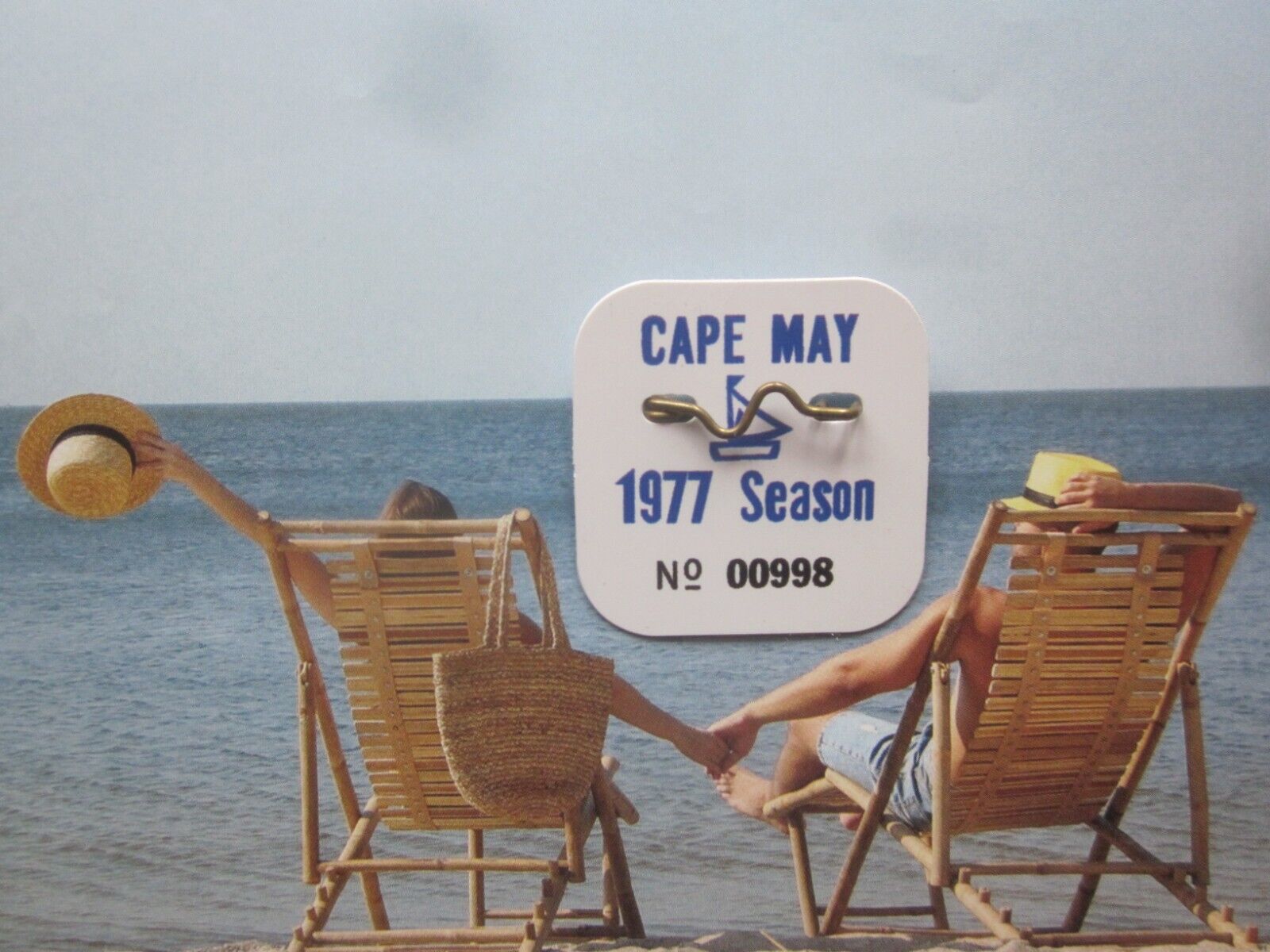 1977   CAPE   MAY   NEW   JERSEY   SEASONAL  BEACH  BADGE/TAG   47  YEARS OLD