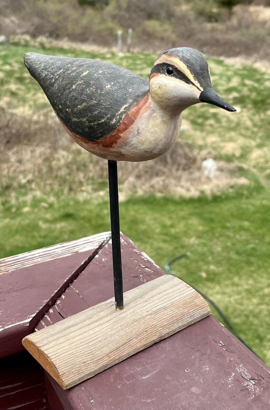 Signed Carved Wood Painted Shorebird Decoy Sand Piper Glass Eyes James H. Mckay