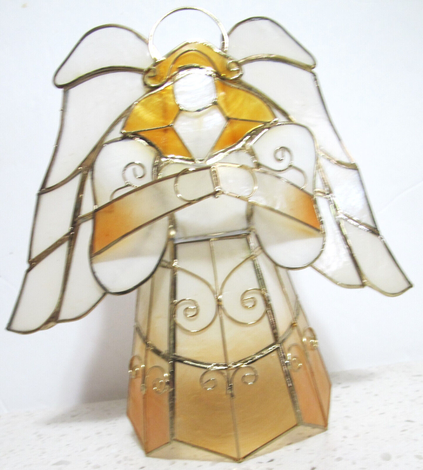 Handcrafted Capiz Shell Angel Tree Topper or Table Figurine 7” Philippines