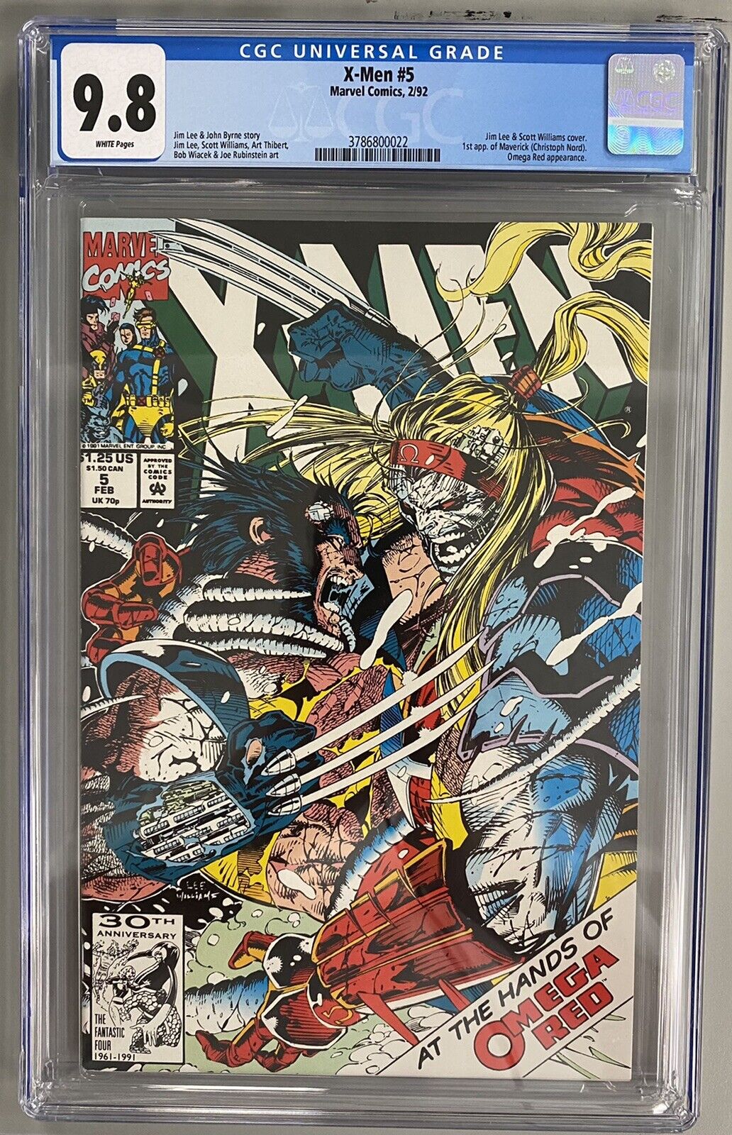 X-MEN #5 CGC 9.8 1st APPEARANCE OF MAVERICK OMEGA RED APPEARANCE & COVER JIM LEE