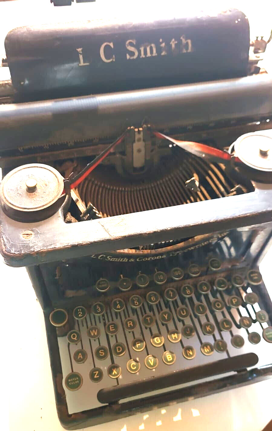 Antique LC Smith & Corona Typewriter - Untested, Rusty - Rare Find for Collecto