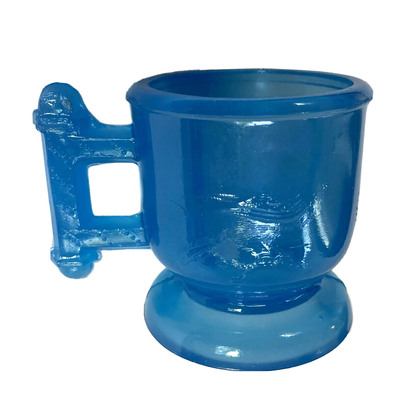 EAPG:1880's Atterbury Glass Co. Robin Eastlake Cup Mug Bird & Wheat Blue