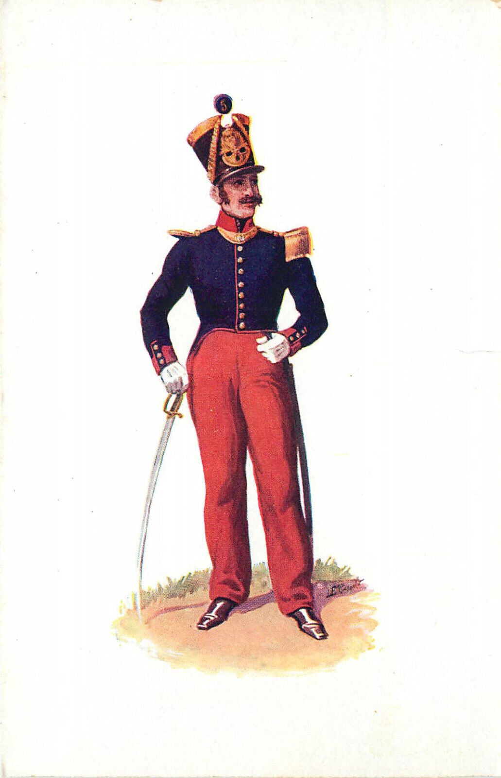 Postcard Musee Marechal Franchet Infanterie De Ligne 1830 Officer #1 Uniform