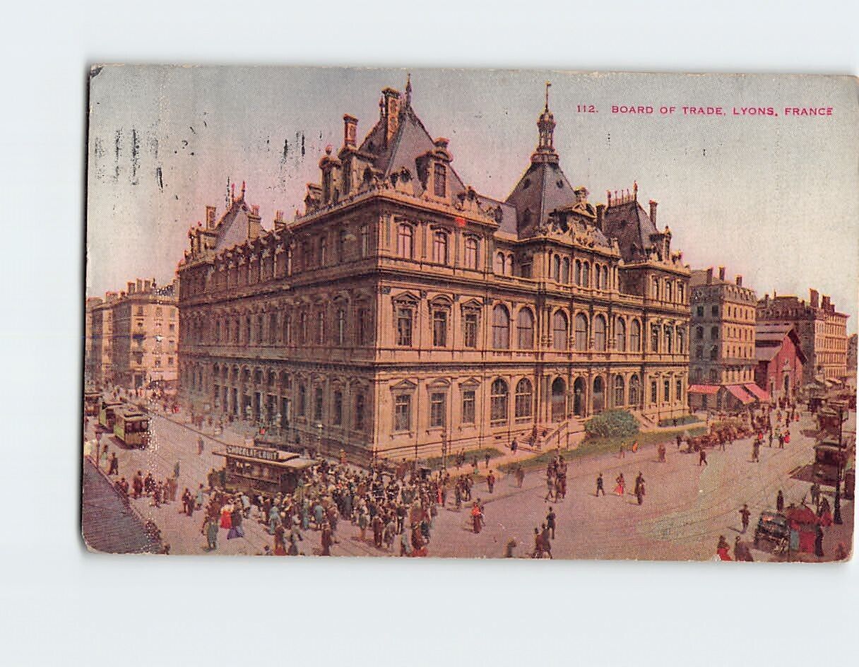 Postcard Board Of Trade Lyon France