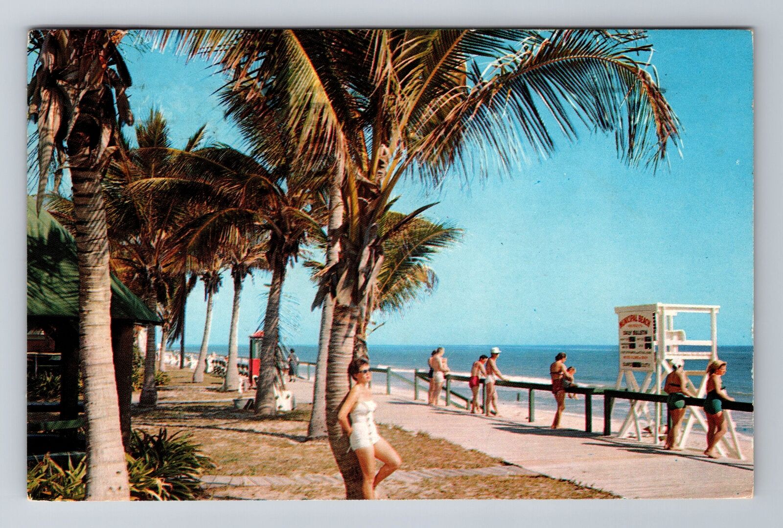Vero Beach FL-Florida, Municipal Beach, Boardwalk c1964 Antique Vintage Postcard