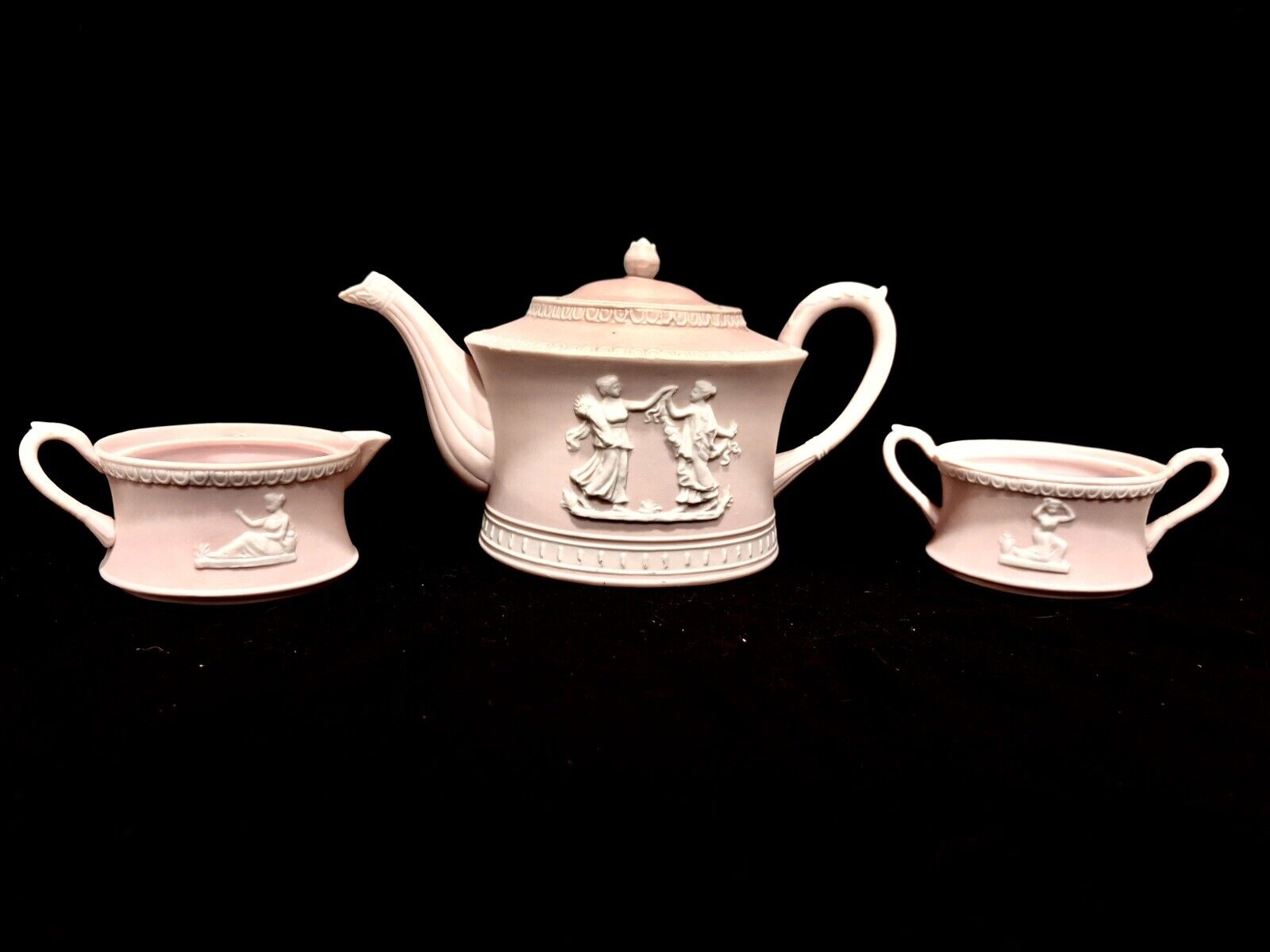 Vintage Ardalt Lenwile China Jasperware Tea Set - Light Pink Wedgewood Replica