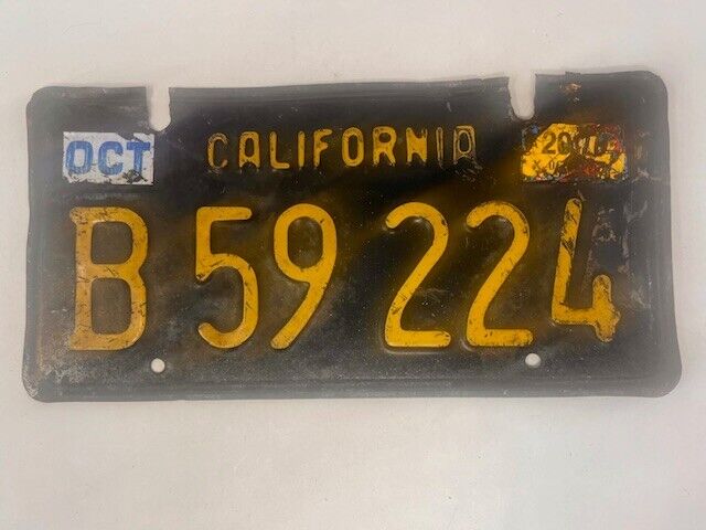 1963 Black Base Commercial California License Plate/Single--DMV Tags--B 59 224
