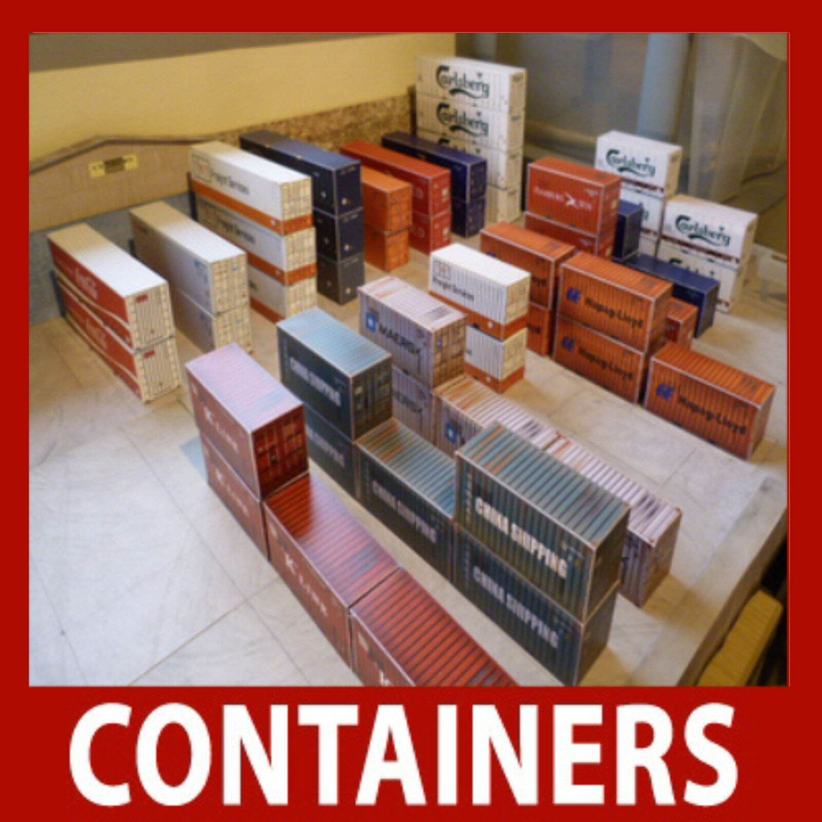 1:160 N Scale, N Gauge Model Shipping Container Mixed Card Kits x 12 Mixed 48ft 