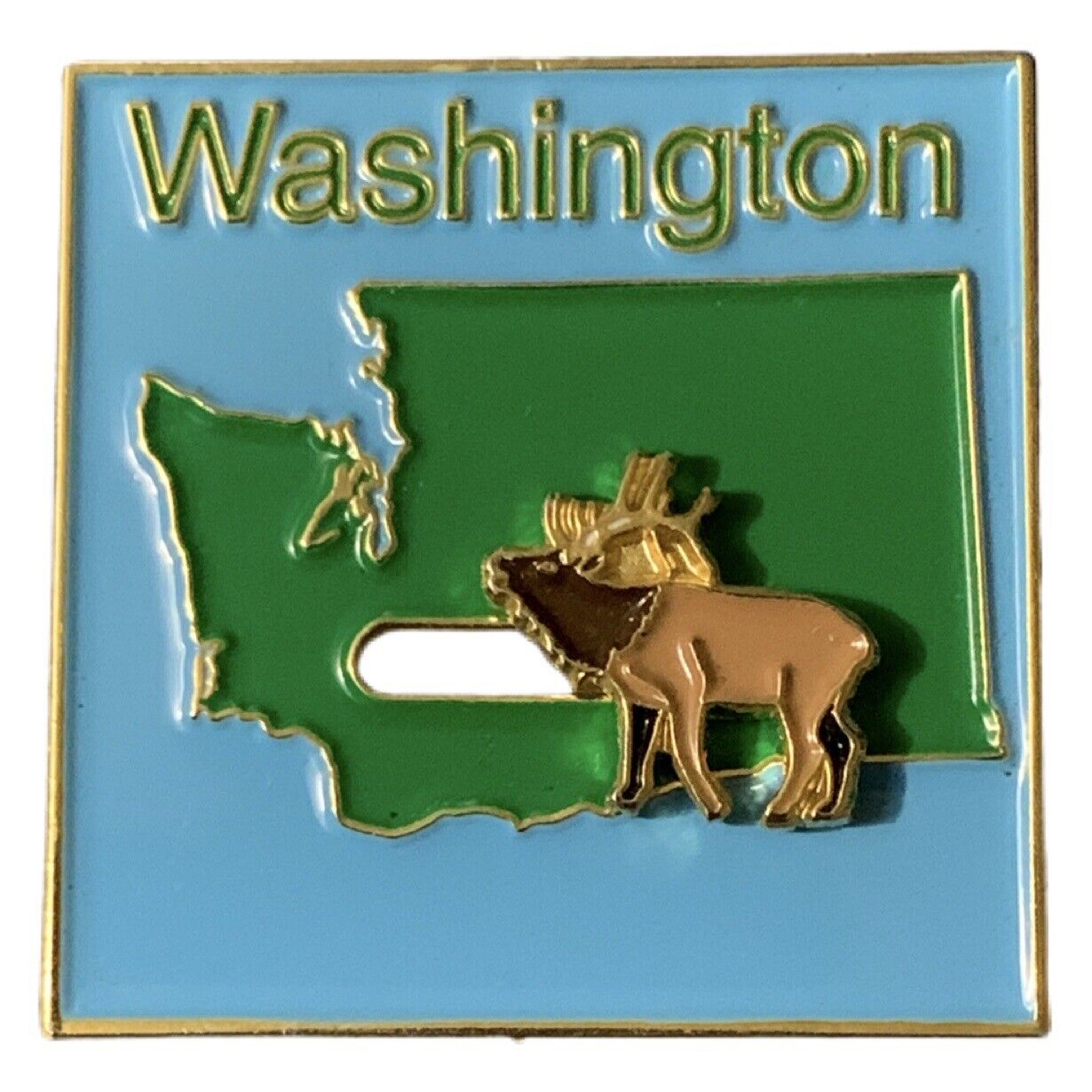 Vintage Washington State Elk Sliding Travel Souvenir Pin