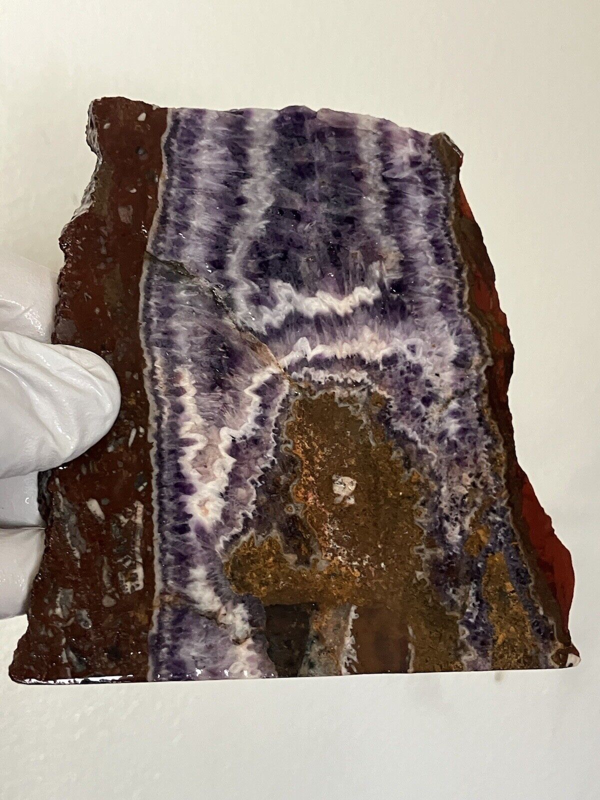 Stunning Chevron Amethyst Slab 0.68 Pounds Thick & Lovely / Lapidary