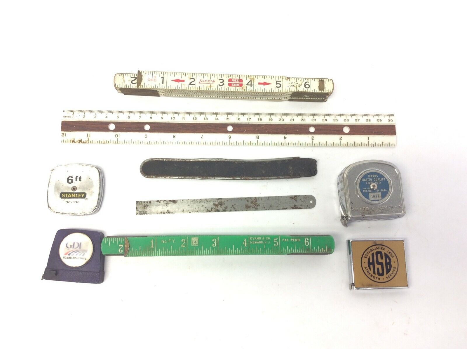 Mixed Vintage Lot Lufkin Evans & Co Machinist Chesterman Tape Measures Rulers 