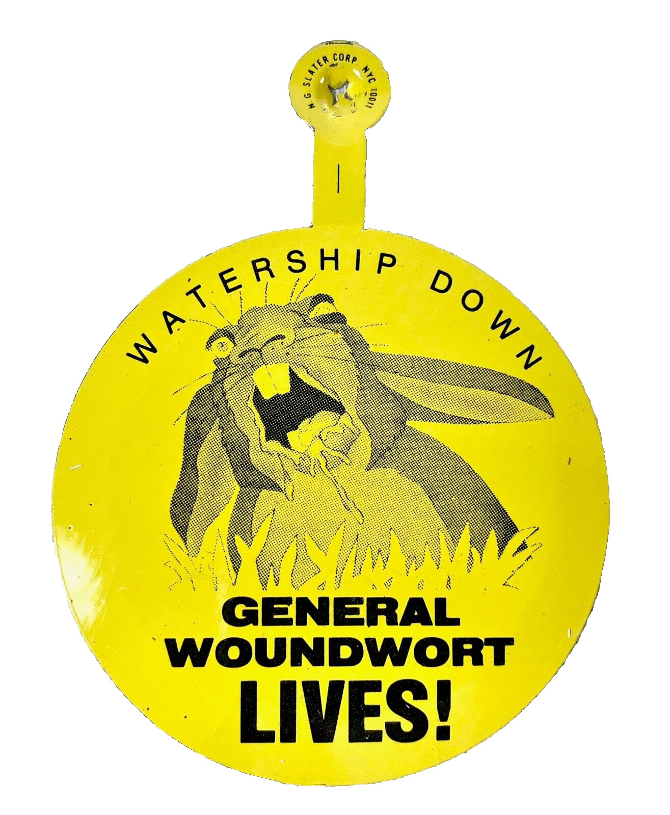 Watership Down ~ GENERAL WOUNDWORT LIVES ~ VTG Fold Over Button RARE NOS EXC