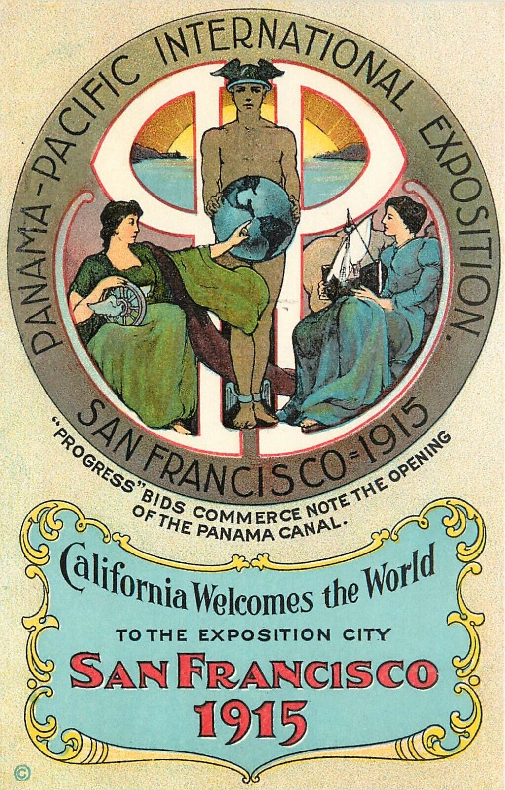 Postcard San Francisco 1915 PPIE Exposition California Welcomes The World