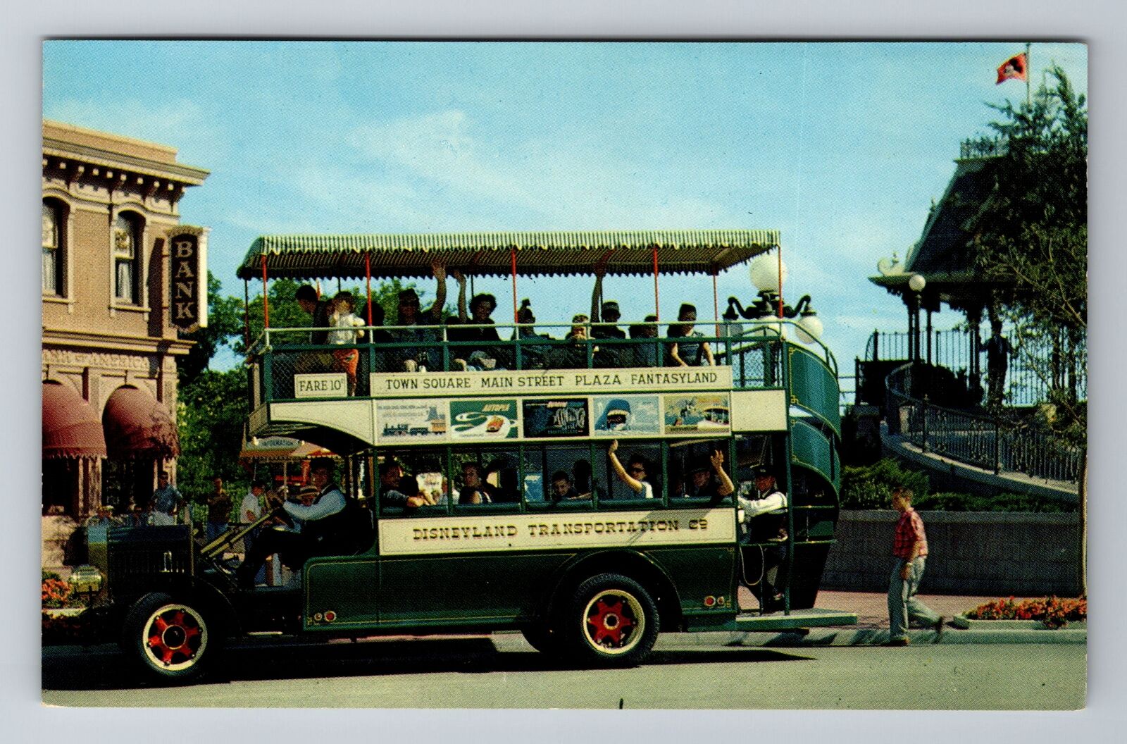 Anaheim CA-California, Disneyland Omnibus, Antique Vintage Souvenir Postcard