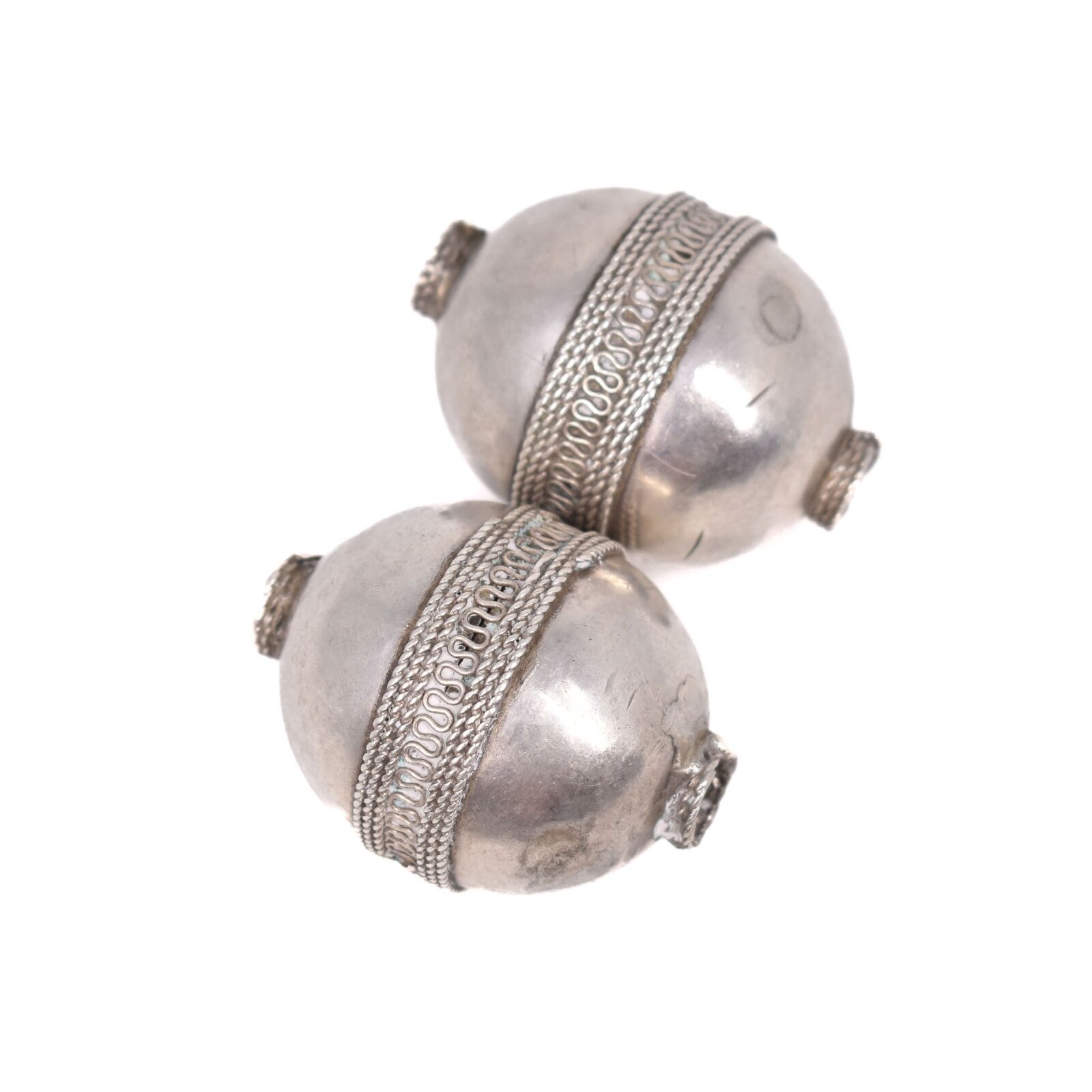 2 Loose Turkomen Silver Metal Beads Ruth Flynn Collection