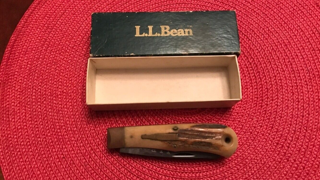 Nice L. L. Bean LL Knife 2 Blade Solid Stag Bowen in Case - Box Limited Edition