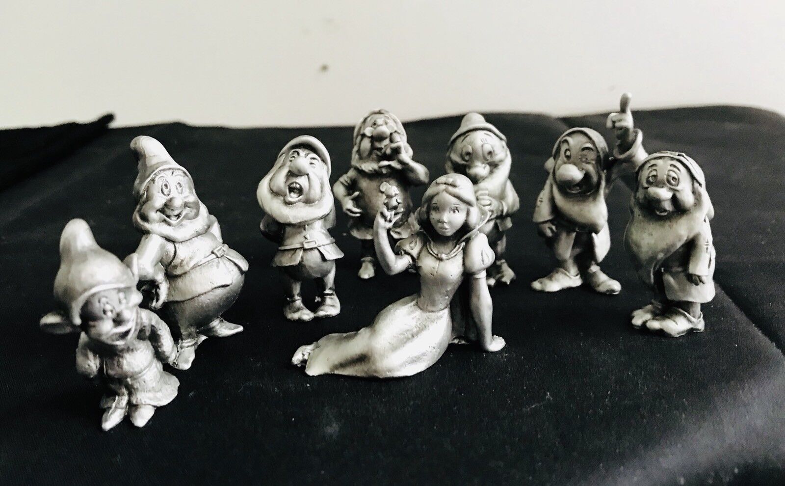 Set of Pewter Silver Disney Snow White & the Seven Dwarfs Dopey Doc Figurines