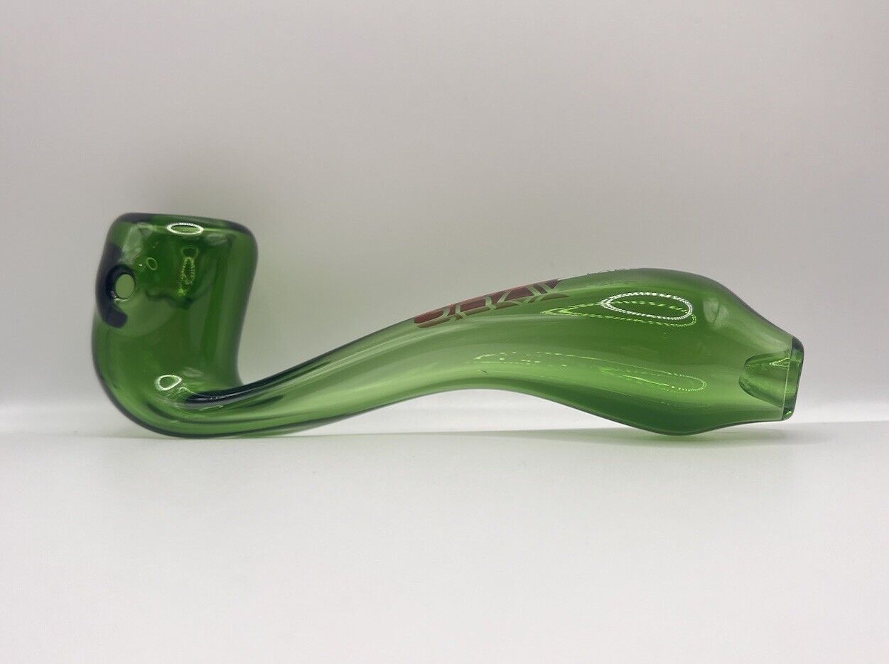 GRAV 6 Inch Classic Glass Sherlock Clear Green Colored Glass Pipe
