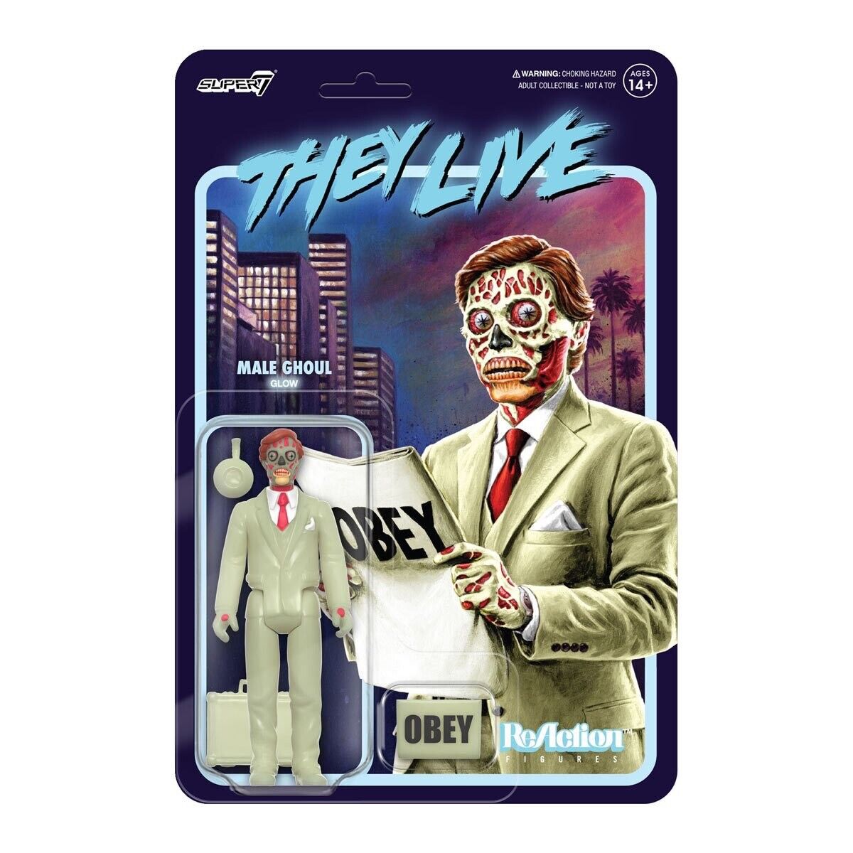 Super7 ReAction  • THEY LIVE Male Ghoul • GLOW -in- DARK • 3 ¾ in  • Ships Free