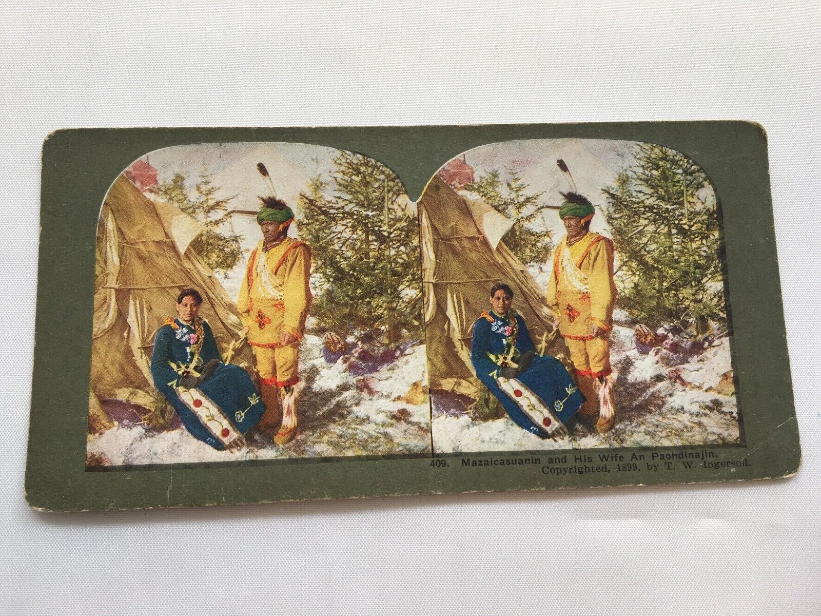 Mazaicasuanin and His Wife An Paohdinajin Color Stereoview Card: Ingersoll # 409