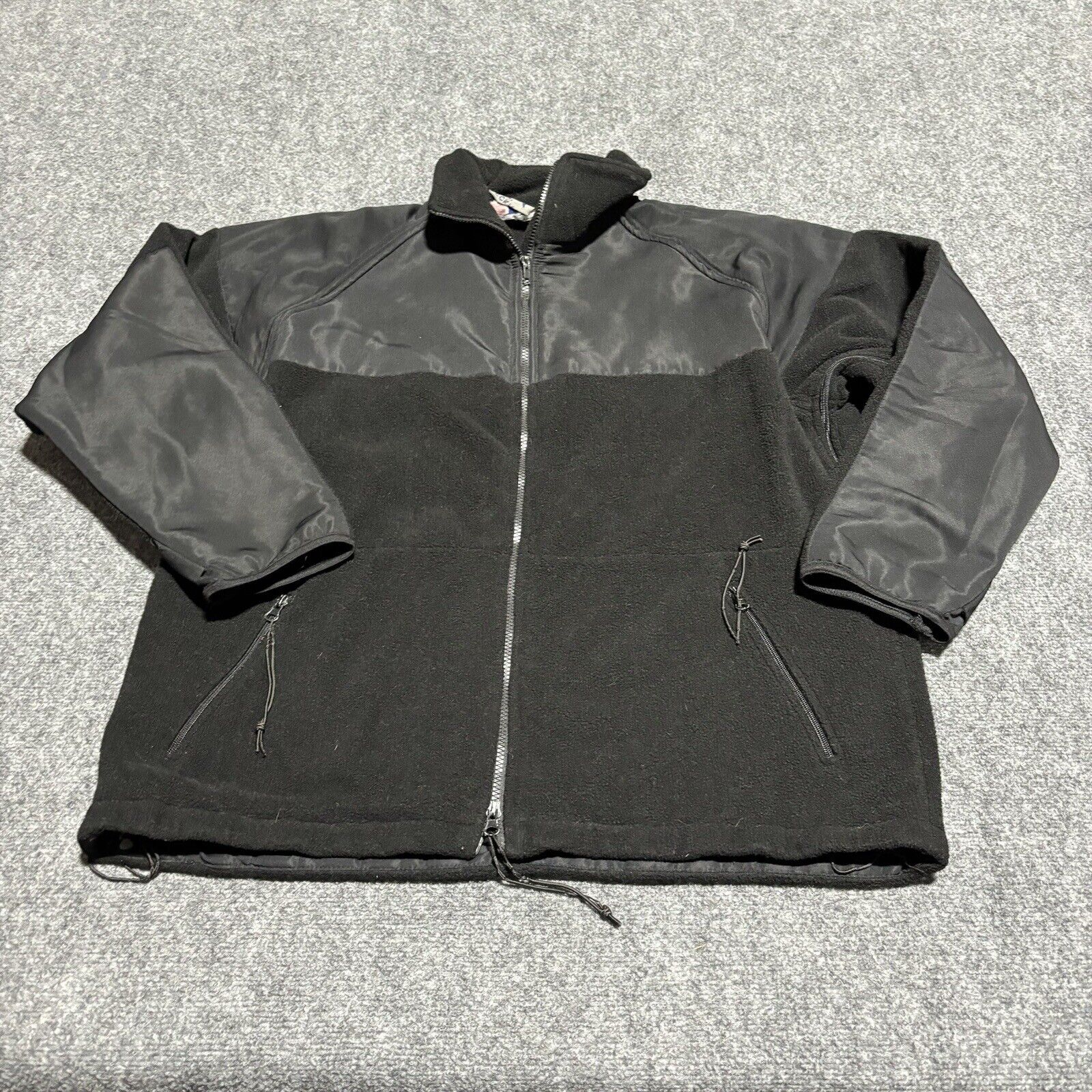 USGI Cold Weather Shirt Adult Large Black Fleece Full Zip Jacket Mens Polyester