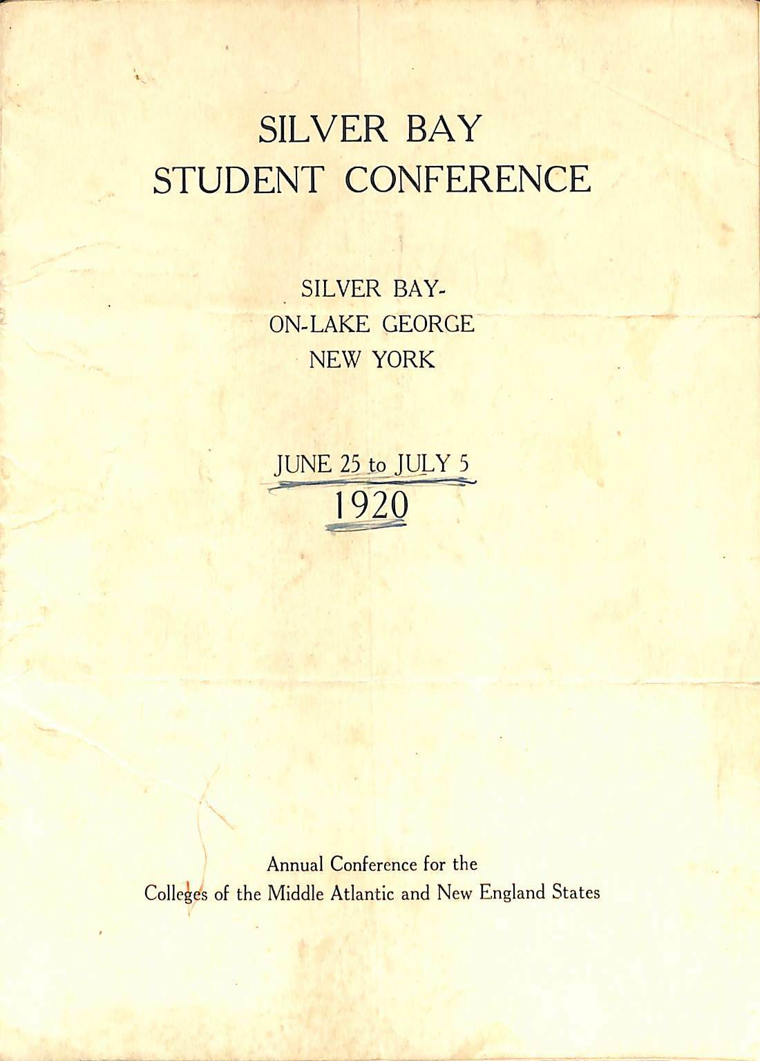 1920 Silver Bay Student Conference College Mid Atlantic New England Program CP11