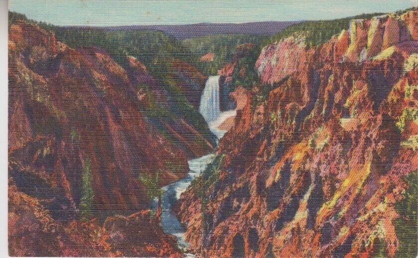 Grand Canyon Great Falls in the Distance YELLOWSTONE NATIONAL PARK #1075 Vintage