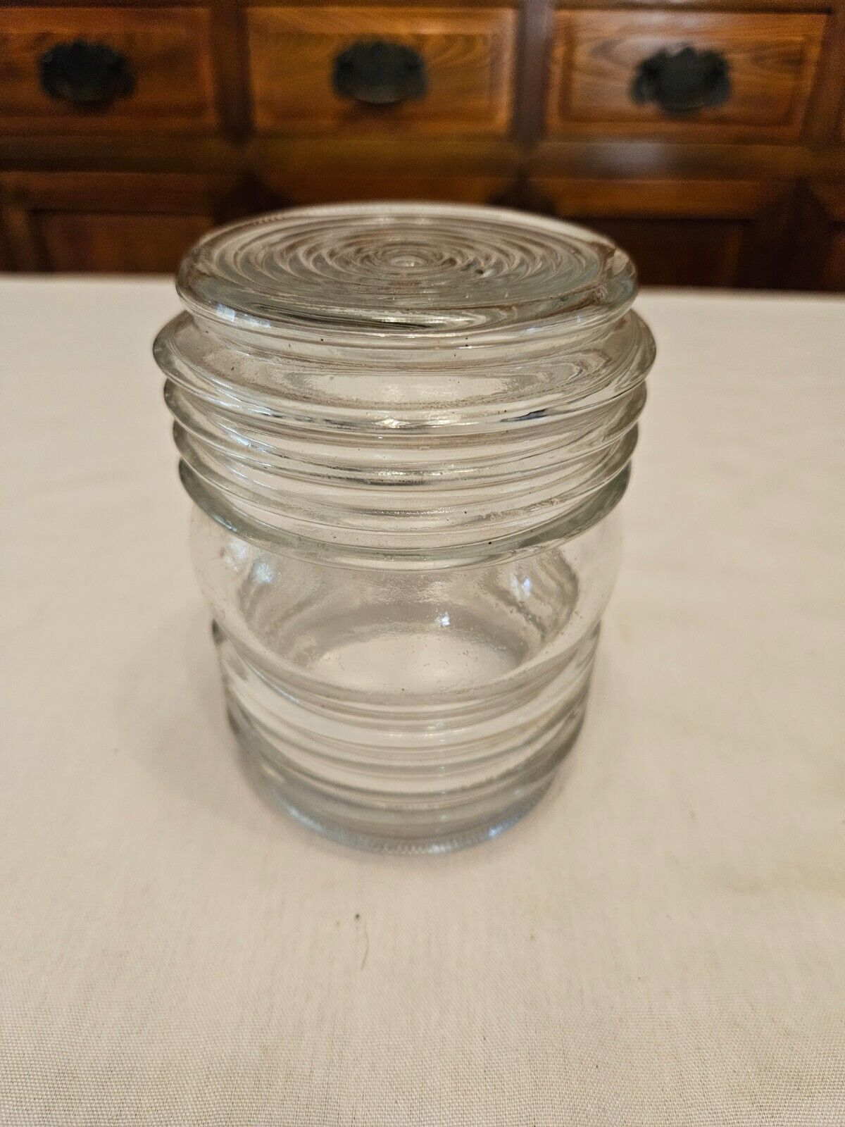 Vtg Ribbed Jelly Jar Clear Glass Porch Wall Light Lamp Globe Shade 3 1/4\