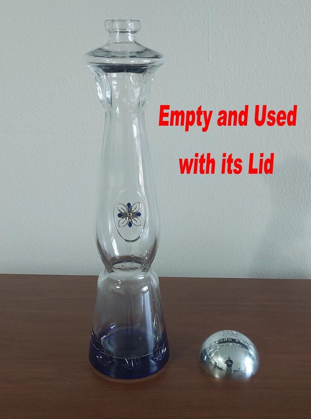 Class Azul Plata EMPTY Tequila Bottle 750 ml Transparent and Blue Glass