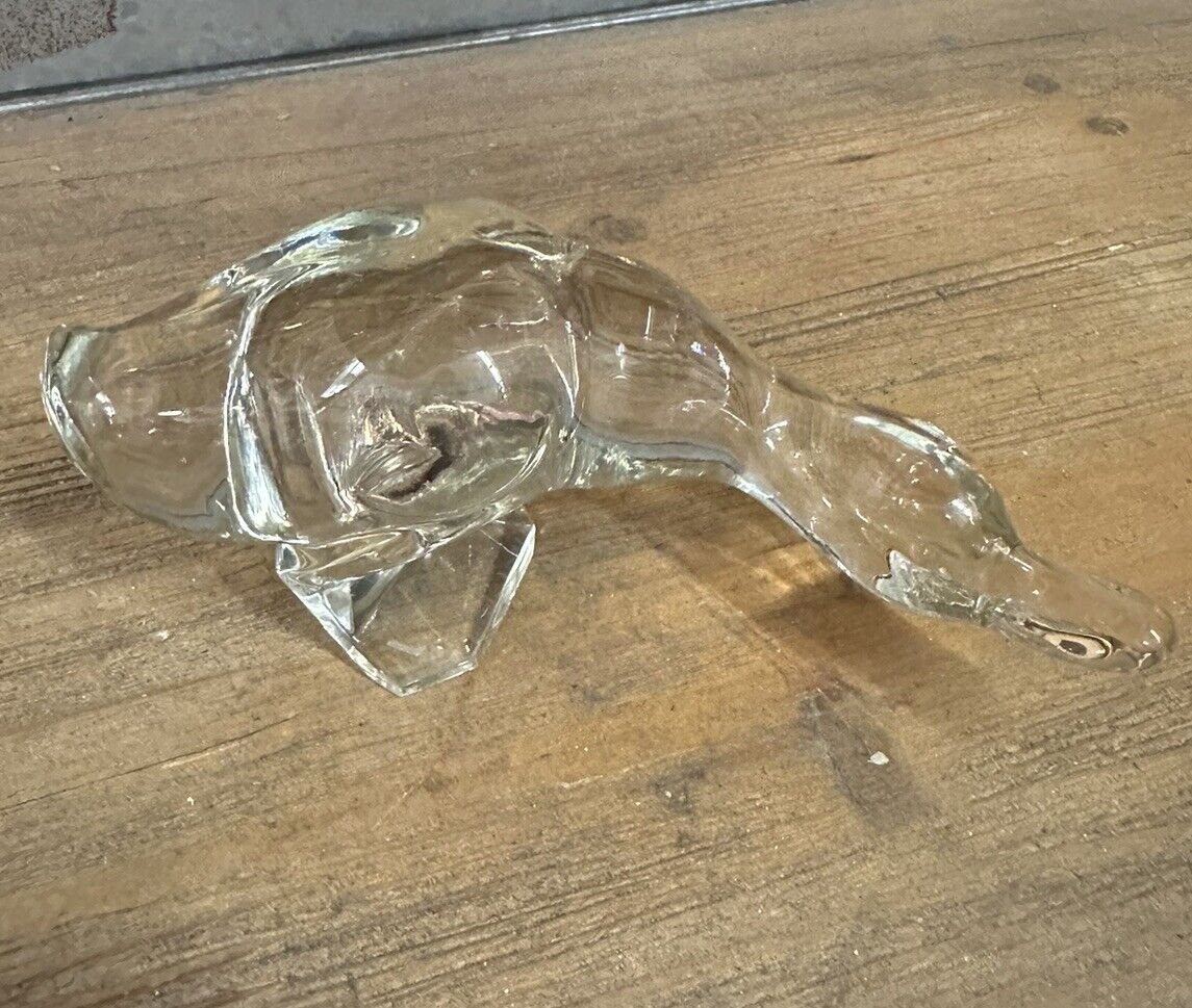 Vintage Viking Glass Duck #6712 Clear Figurine made 1940-1960's