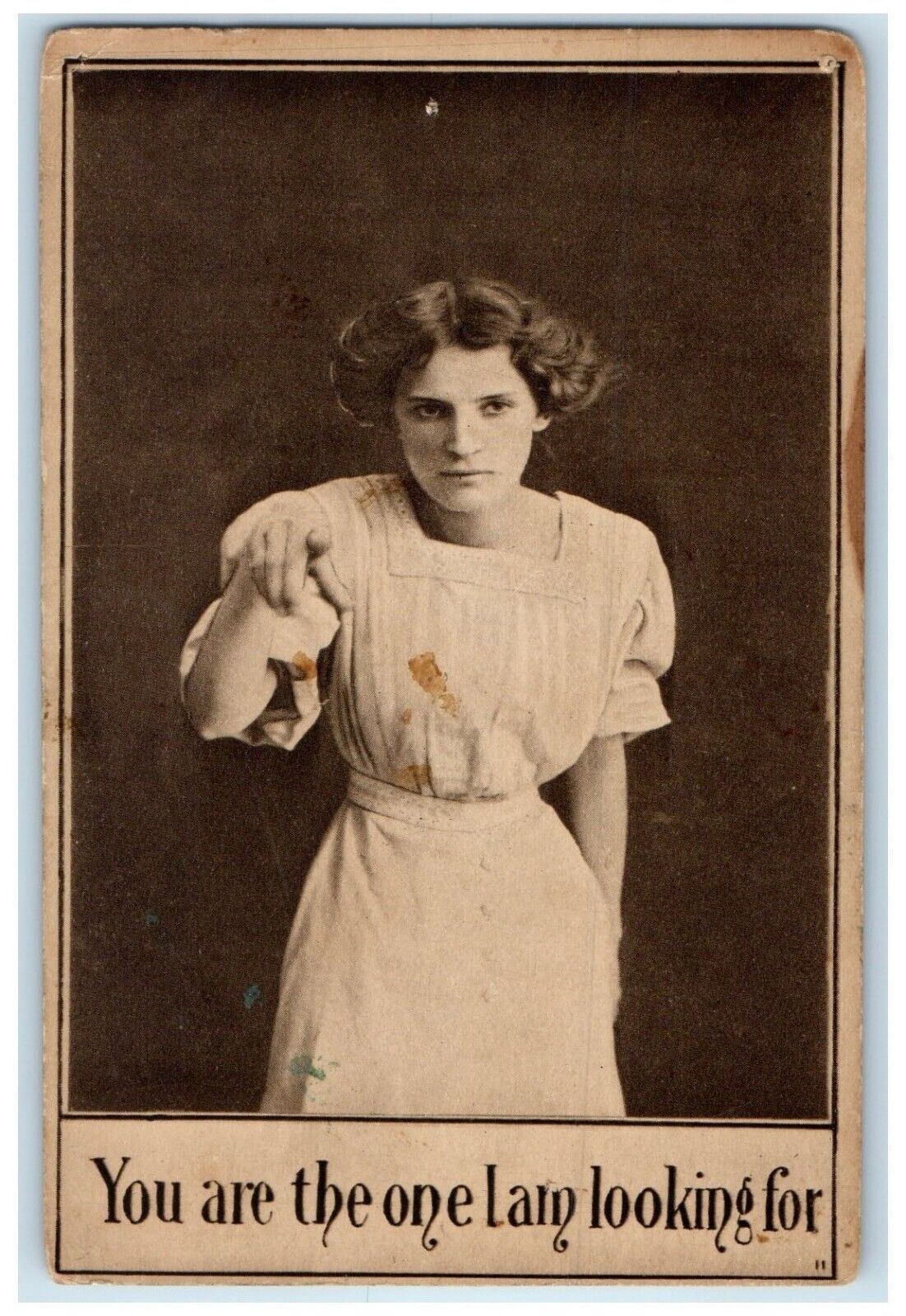 c1910's Angry Woman You Are The One I Am Looking For Posted Antique Postcard