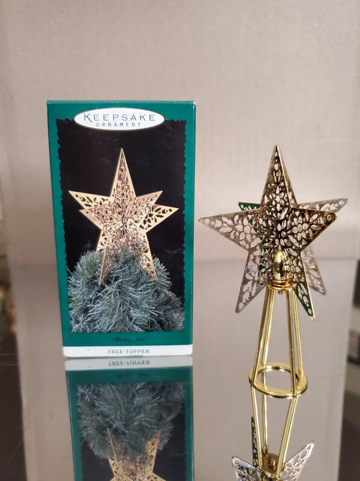 1995 Vintage Hallmark Shining Star Dimensional Brass Mini Tree Topper