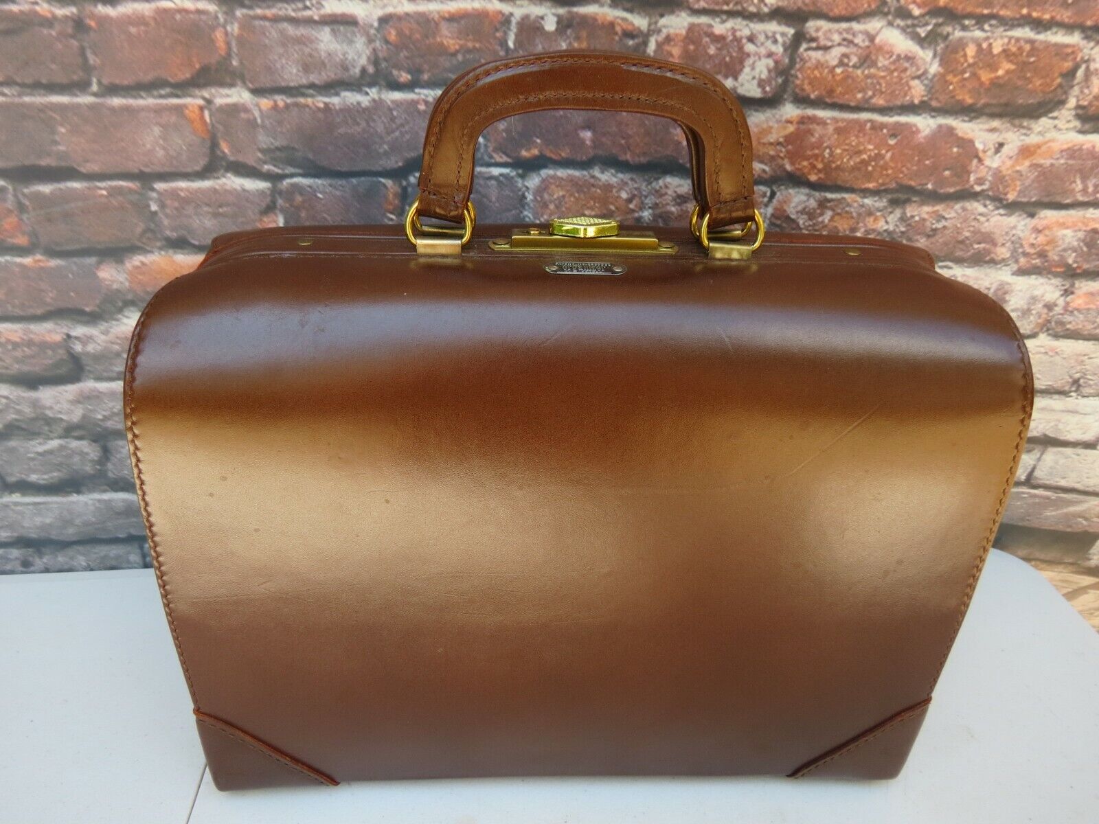Vintage 1950\'s SCHELL Brown Leather Medical Doctors Bag/Organizer w/Original Key
