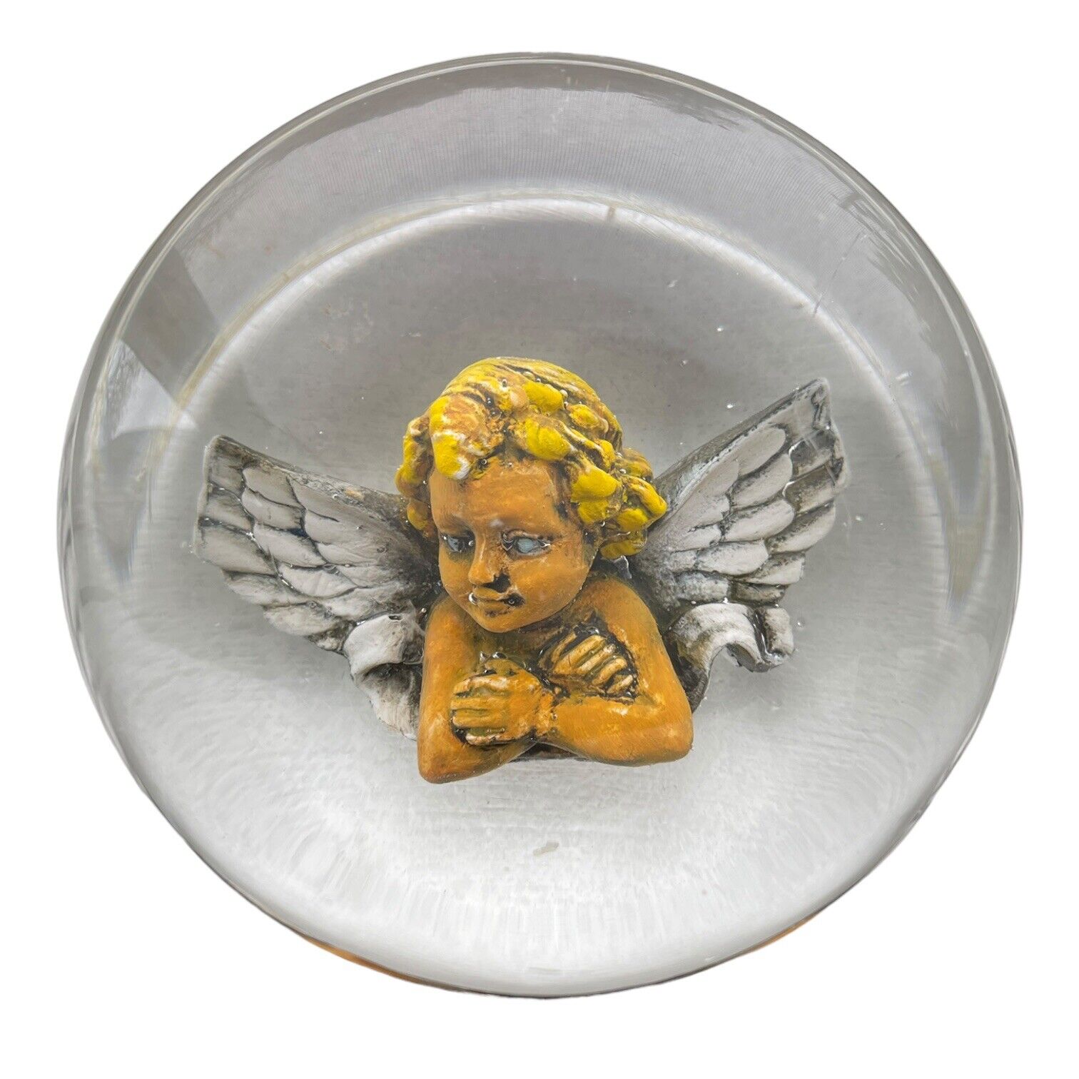 Paperweight Angel Cherub Heavy Rare Andrew Fote? 4.5x3 Controlled Bubbles