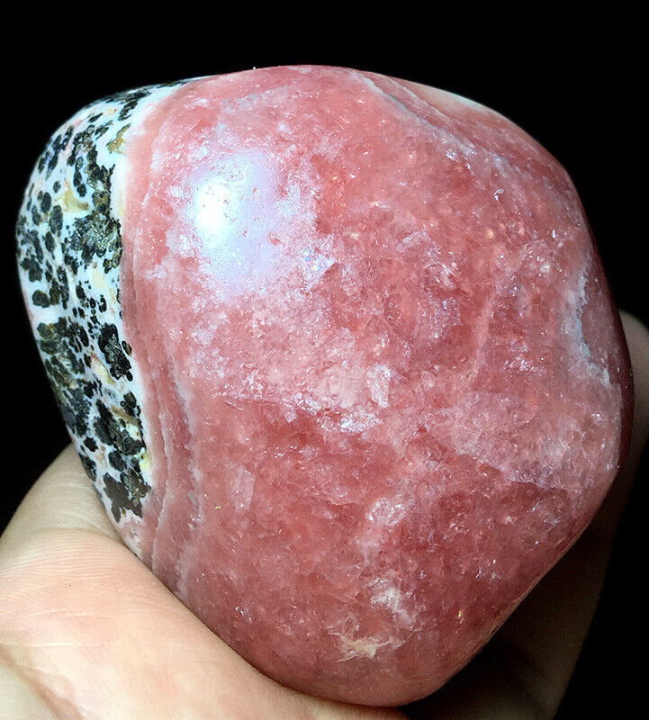 283g Gemmy Natural Transparent Red Rhodochrosite Crystal Specimen #219