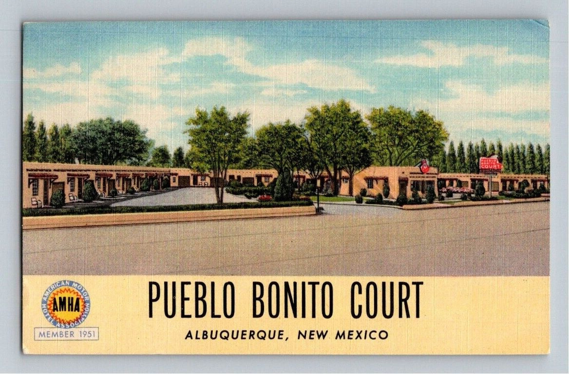 1940\'S. PUEBLO BONITO COURT, ALBUQUERQUE, NEW MEXICO. POSTCARD GG15