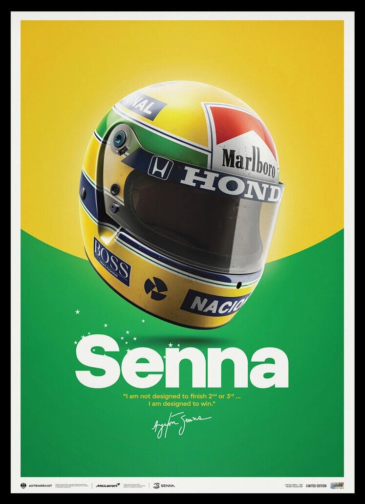 Aytron Senna Helmet 1988 San Marino Formula 1 Ltd Ed 200 Poster McLaren Marlboro